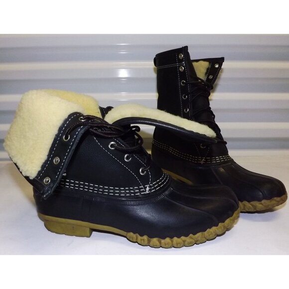 LL Bean Womens Duck Boots Size 8 Waterproof Rubber Shearling Lined Bean Boots - Picture 13 of 16